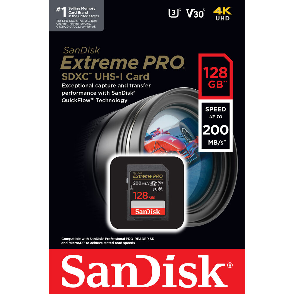 SanDisk SDHC 128GB Extreme Pro 200MB/s UHS-I Cass10 U3 V30 - 5